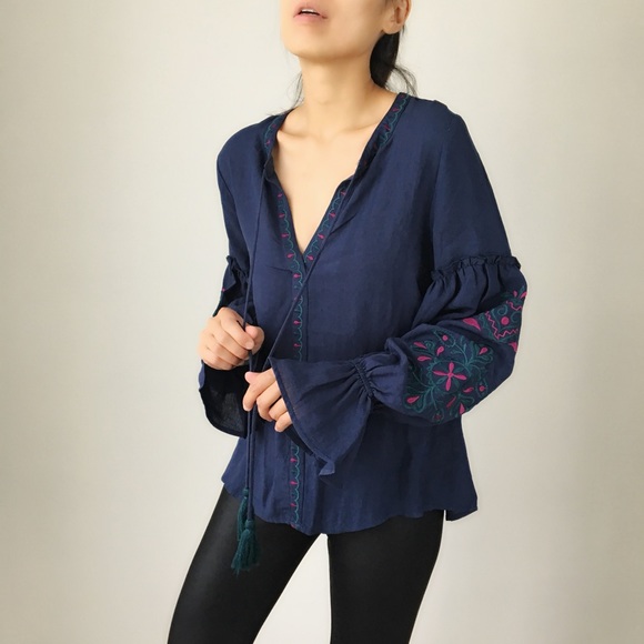 BOHO EMBROIDERED TASSELS TOP - Picture 8 of 10